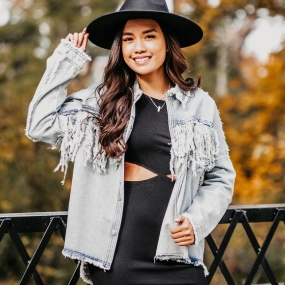 Entro Anthropologie Guest Brand Boho Fringe Shacket Jacket - Picture 11 of 12